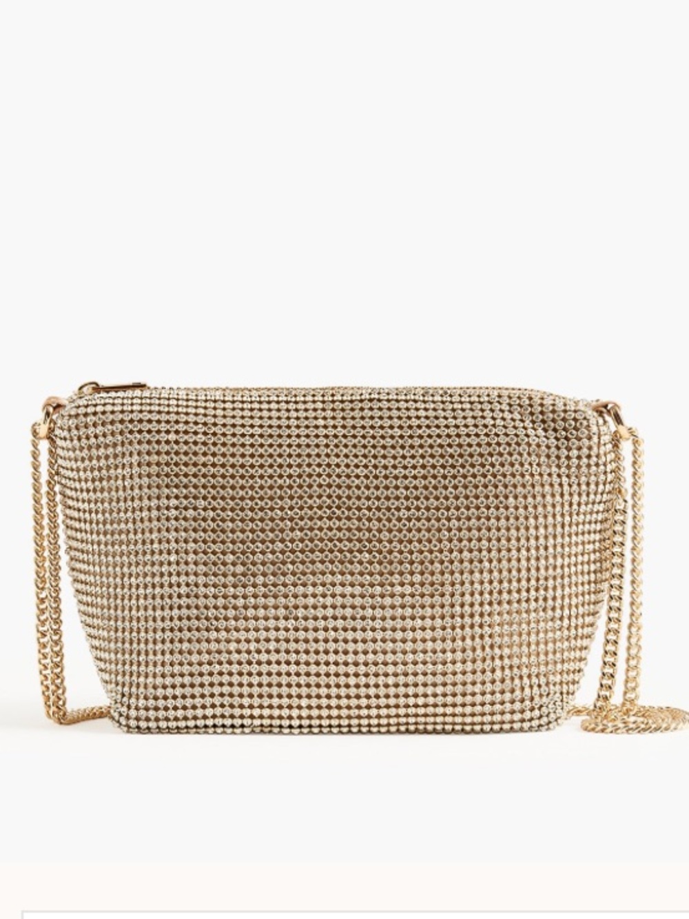 NWT J. Crew Factory Gold Crystal Mesh Crossbody with Chain Strap + Earrings